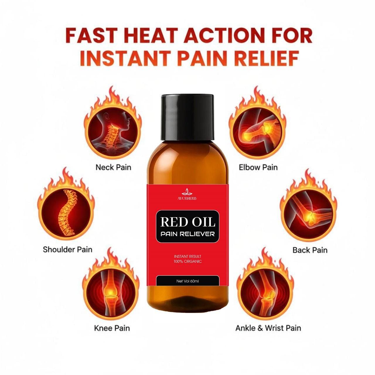 Instant Pain Relief Red Oil 60ml (Pack of 2)